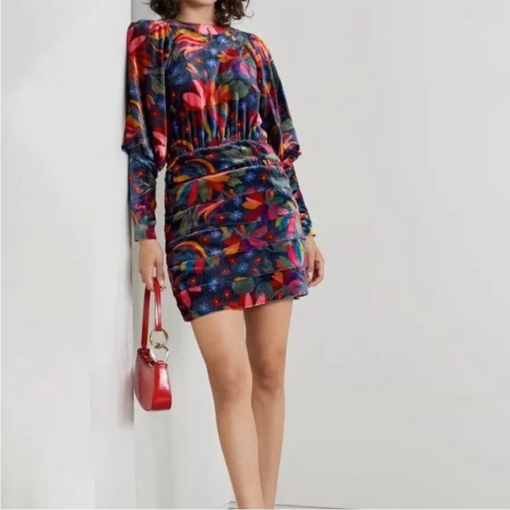 NWT FARM RIO BLACK BANANA SKY VELVET DRESS SIZE M